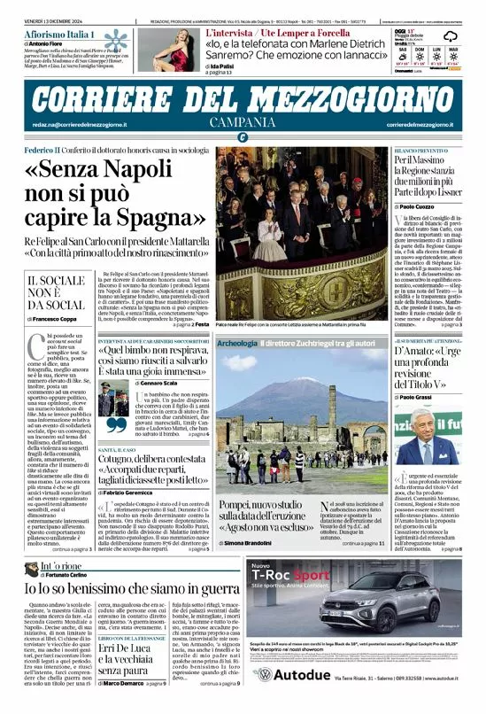 Prima-pagina-corriere del mezzogiorno-del-2024-12-13